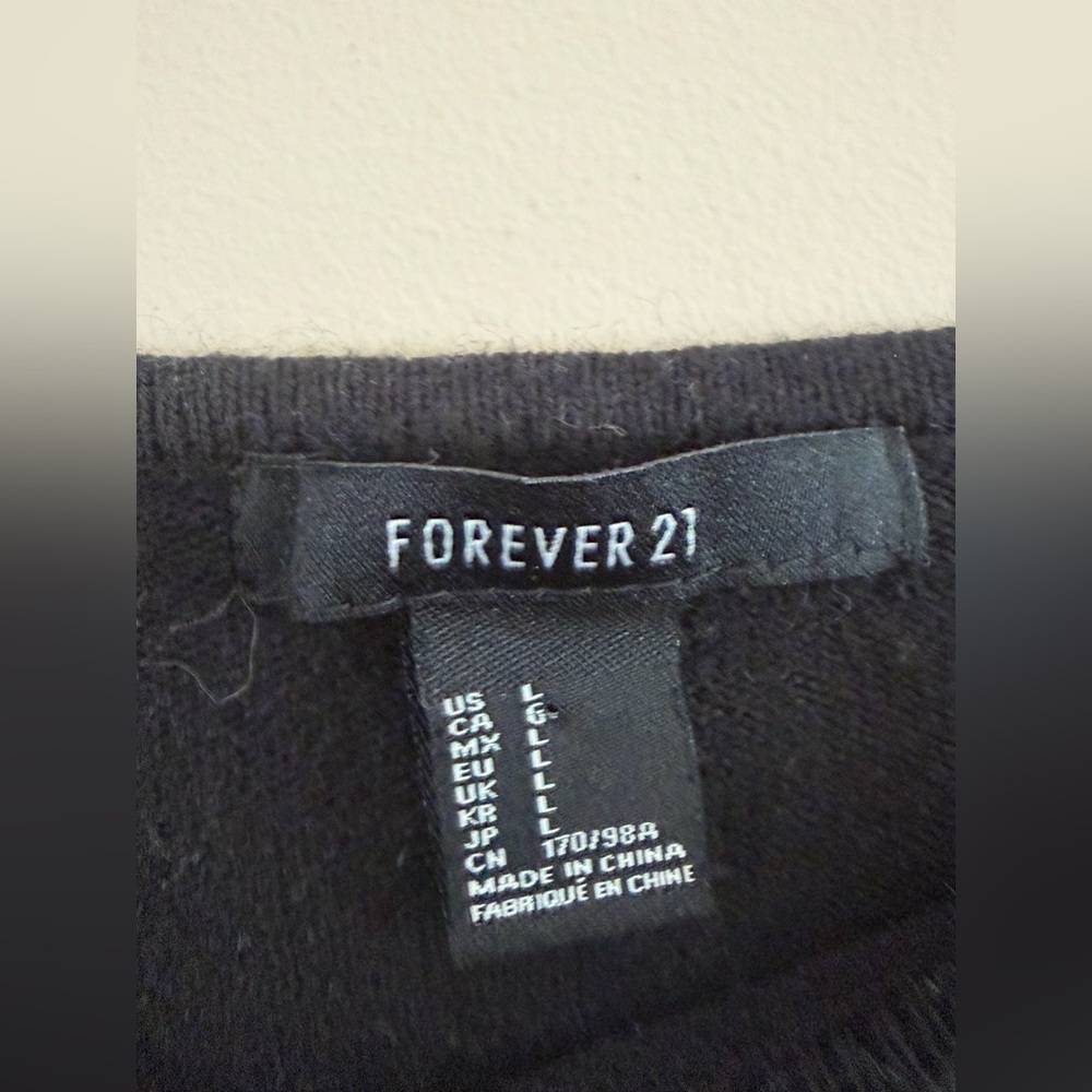 Forever 21 Black & White Leopard Jaguar Cheetah Long Sleeve Sweater Top Shirt - Picture 6 of 11